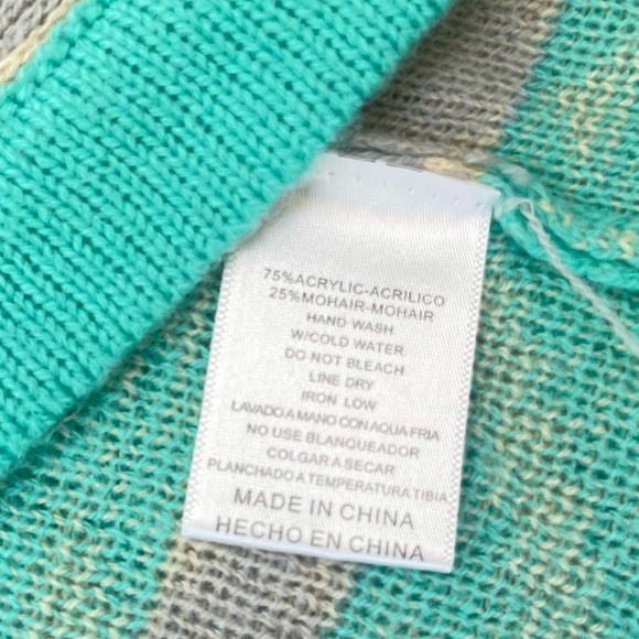 Aztec Tribal Print Mohair Blend Open Front Waterfall Knit Cardigan Sweater Large - Picture 7 of 15